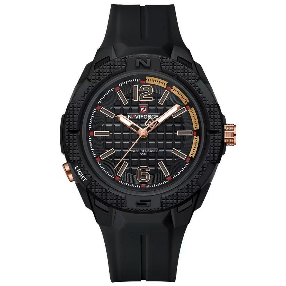 Relógio Masculino Silicone Esportivo Quartzo A Prova D´agua Preto Dourado - 1