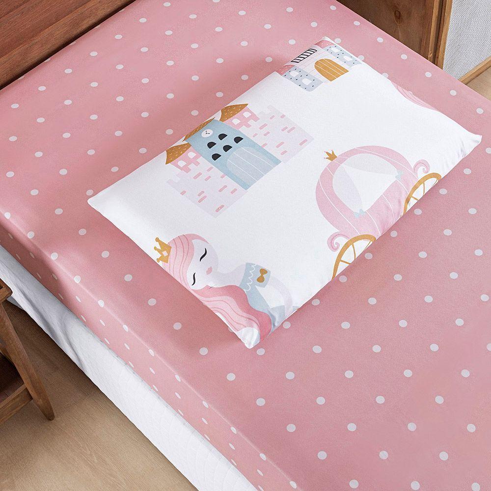 Jogo Cama Lençol Fantasy Solteiro Cama Quarto Infantil Microfibra 2 Peças Princesinha Rosa - 2