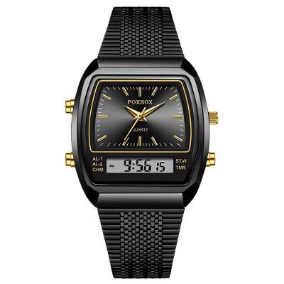 Relógio Esportivo Digital à Prova Dágua Em Aço Inoxidavel Masculino Preto Fosco