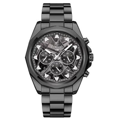 Relógio De Aço Inoxidável Masculino Com Cronógrafo à Prova D´agua Preto