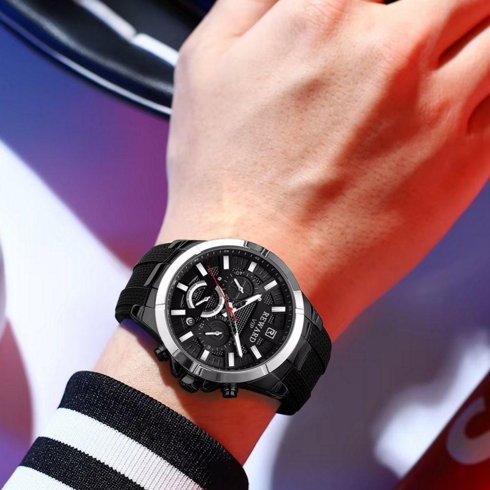 Relógio De Pulso Masculino Analógico Rà Prova D´agua Esportivo Preto - 3