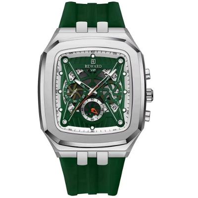 Relógio De Quartzo Masculino Design Retangular à Prova D´gua Casual Verde