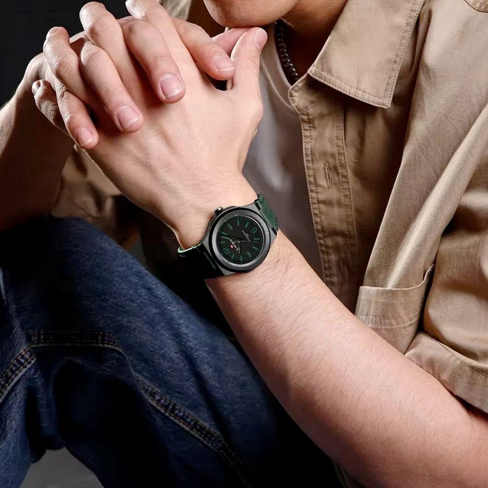 Relógio De Quartzo Masculino à Prova D´agua Esportivo Estilo Militar Verde - 3