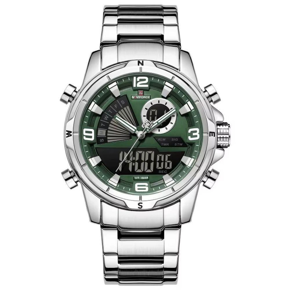 Relógio Masculino Clássico Multifuncional Duplo Display Quartzo Impermeavel Verde - 1