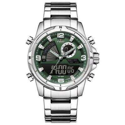 Relógio Masculino Clássico Multifuncional Duplo Display Quartzo Impermeavel Verde