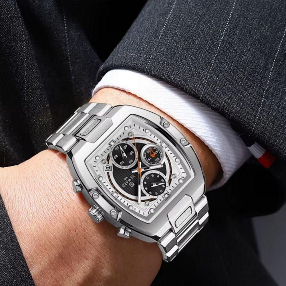 Relógio Masculino Multifuncional Grande Mostrador Luminoso à Prova D'água Prata - 2