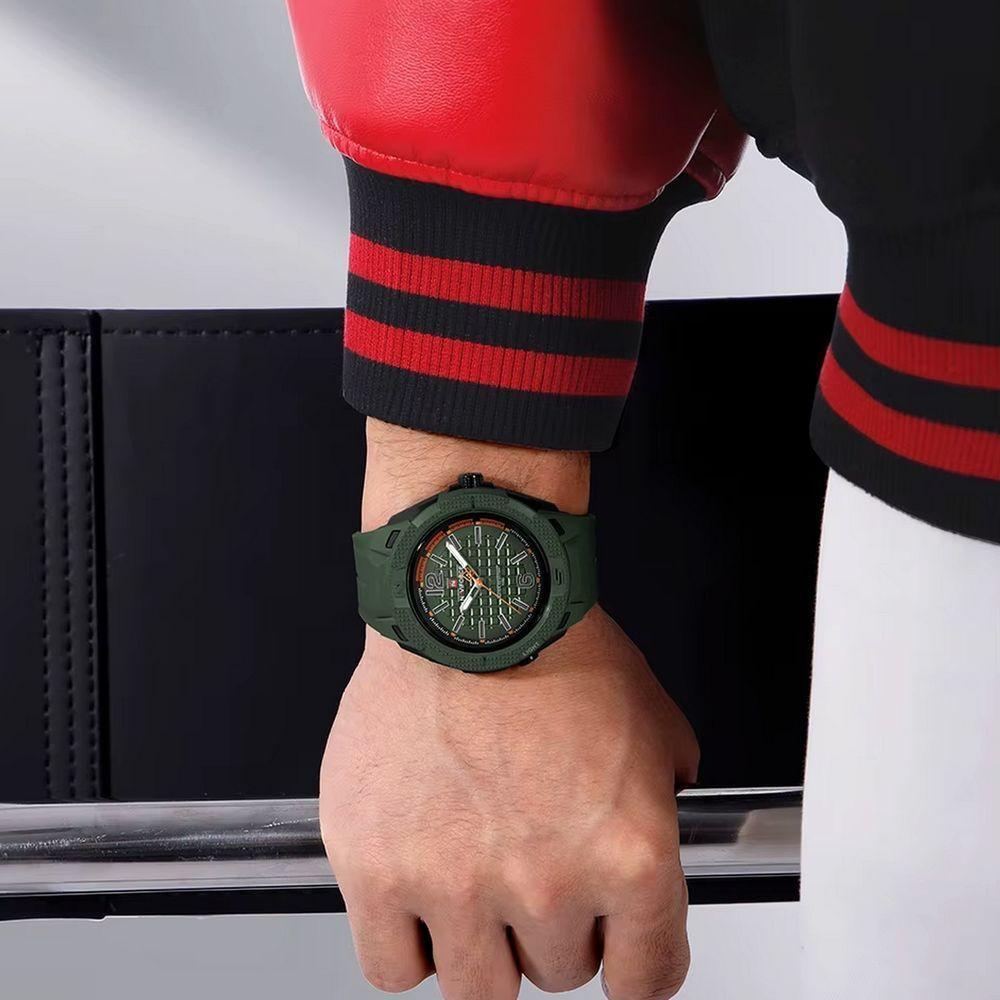 Relógio Masculino Silicone Esportivo Quartzo A Prova D´agua Verde Musgo - 3