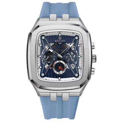 Relógio De Quartzo Masculino Design Retangular à Prova D´gua Casual Azul Claro