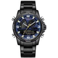 Relógio Masculino Clássico Multifuncional Duplo Display Quartzo Impermeavel Preto Azul - 1