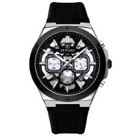 Relogio Masculino Quartzo Multifuncional Casual Pulseira De Silicone Impermeavel Preto - 1