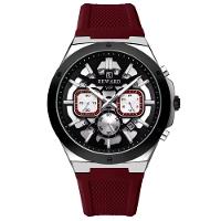 Relogio Masculino Quartzo Multifuncional Casual Pulseira De Silicone Impermeavel Vermelho - 1