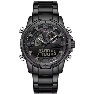 Relógio Masculino Clássico Multifuncional Duplo Display Quartzo Impermeavel Preto