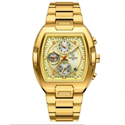 Relógio Masculino Multifuncional Grande Mostrador Luminoso à Prova D'água Dourado