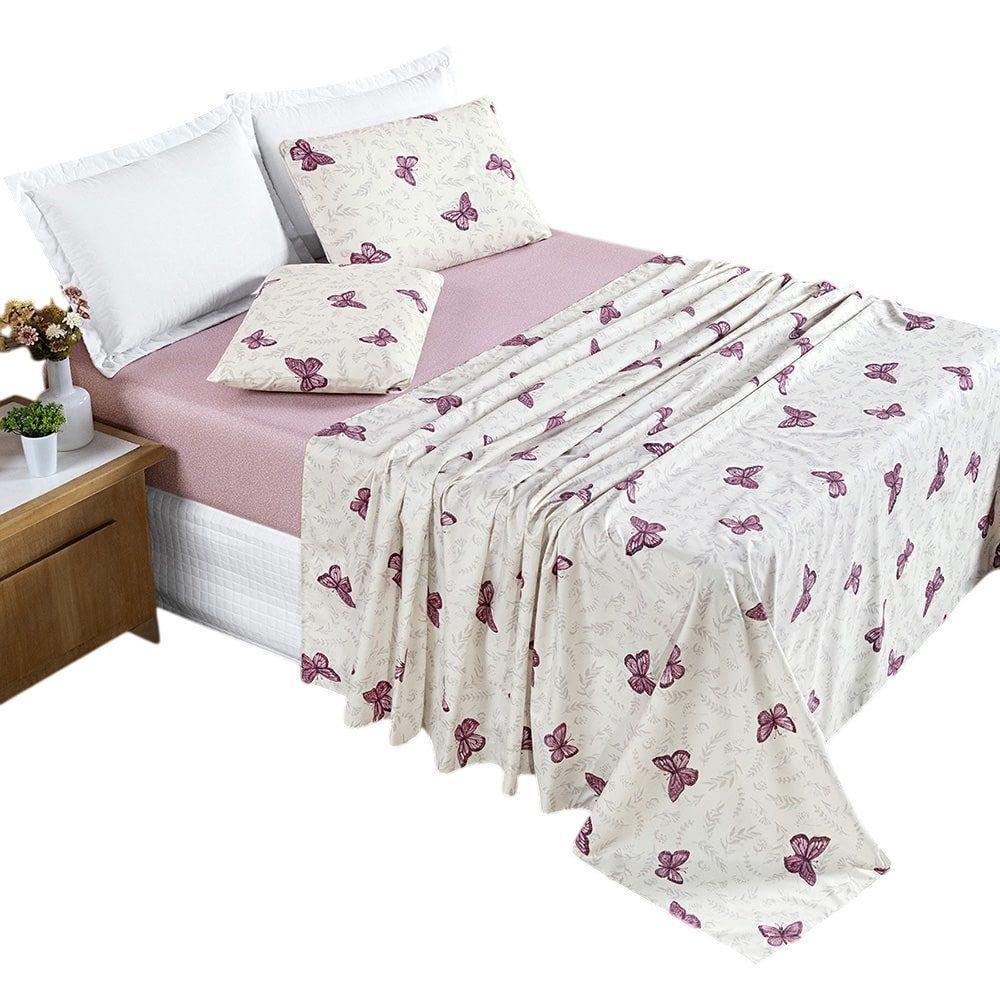 Jogo De Lençol Casal Alycia Micropercal 4pç 100% Poliéster - Borb - 1