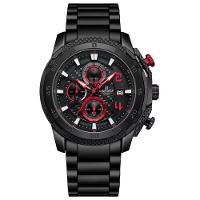 Relógio Masculino De Aço Inoxidável Quartzo Multifuncional Esportivo Impermeavel Vermelho - 1