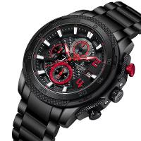 Relógio Masculino De Aço Inoxidável Quartzo Multifuncional Esportivo Impermeavel Vermelho - 2