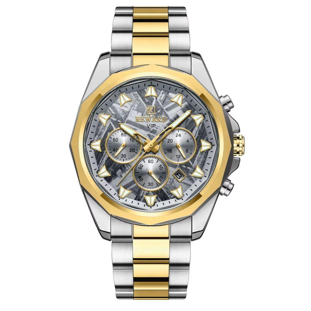 Relógio De Aço Inoxidável Masculino Com Cronógrafo à Prova D´agua Dourado - 1