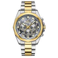 Relógio De Aço Inoxidável Masculino Com Cronógrafo à Prova D´agua Dourado - 1