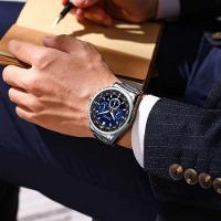 Relógio De Pulso Masculino Aço Inoxidável De Quartzo Casual Esportivo Azul Prata - 3