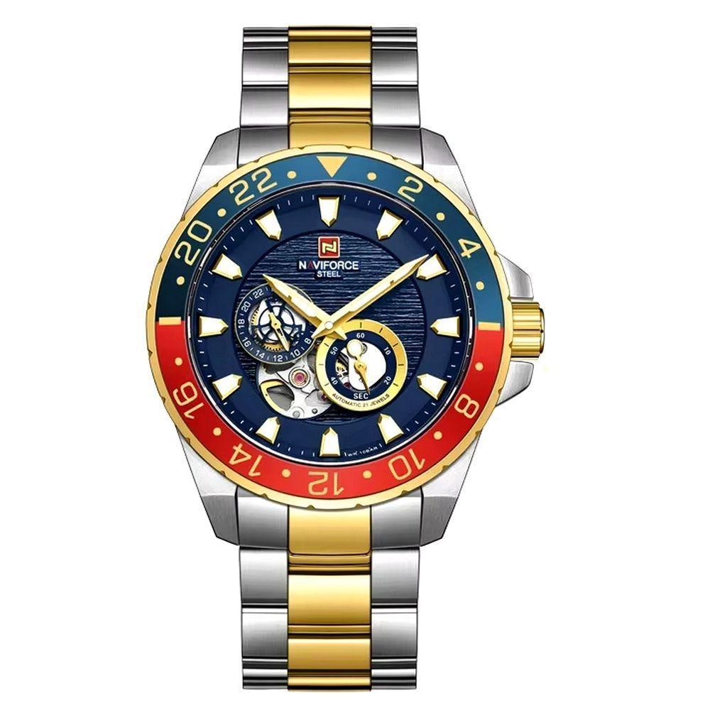 Relógio De Pulso Masculino Mecânico Automático Casual Aço Inoxidável 10atm Azul - 1