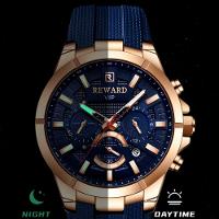 Relógio De Pulso Masculino Analógico Rà Prova D´agua Esportivo Azul Dourado - 2