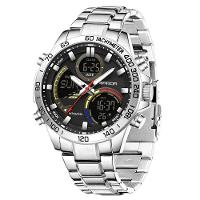 Relógio Militar Masculino De Luxo, Aço Inoxidável 6269 Sanda Prateado - 1