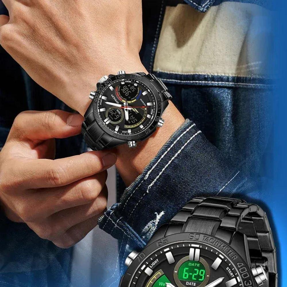 Relógio Militar Masculino De Luxo, Aço Inoxidável 6269 Sanda Preto - 2