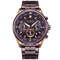 Relógio De Pulso Masculino Aço Inoxidável De Quartzo Casual Esportivo Marrom - 1