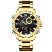 Relógio Masculino Clássico Multifuncional Duplo Display Quartzo Impermeavel Dourado - 1