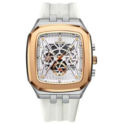 Relógio De Quartzo Masculino Design Retangular à Prova D´gua Casual Branco