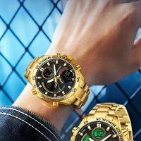 Relógio Militar Masculino De Luxo, Aço Inoxidável 6269 Sanda Dourado - 2