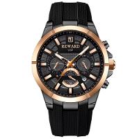 Relógio De Pulso Masculino Analógico Rà Prova D´agua Esportivo Preto Dourado - 1