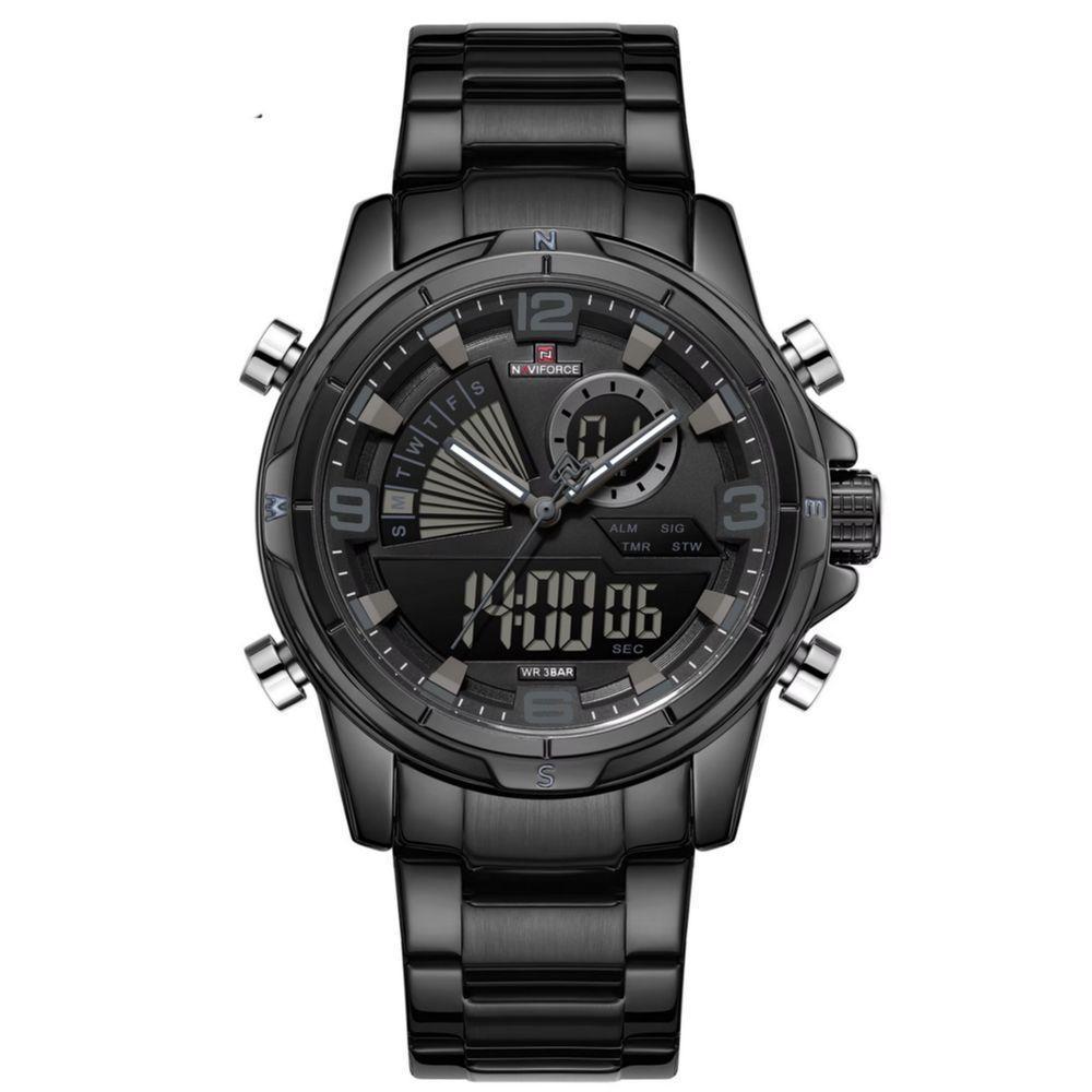 Relógio De Pulso Eletrônico Quartzo Design Luminoso à Prova D´agua Esportivo Preto - 1