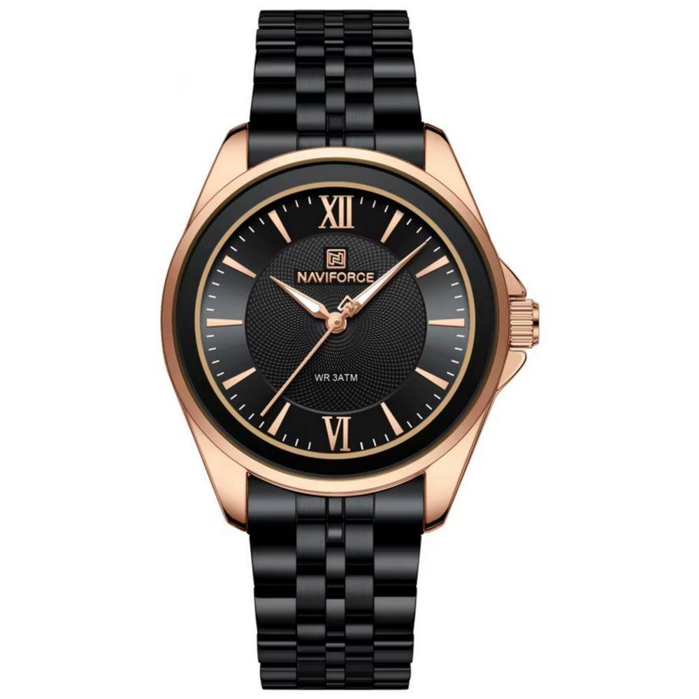 Relógio Redondo Feminino Design Simples Em Aço Inoxidável 3atm Preto - 1