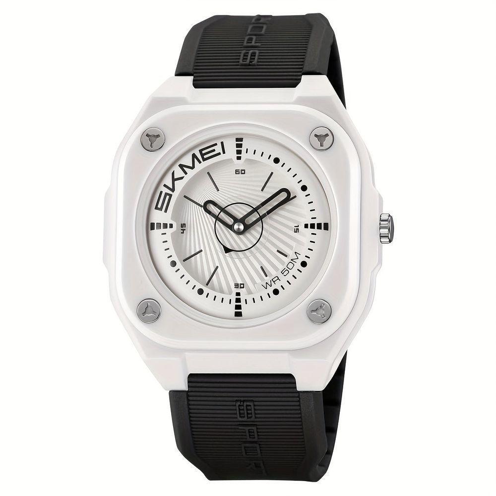 Relógio Masculino Fashion Skmei, Impermeável 50m, Pulseira De Silicone Preto E Branco - 1