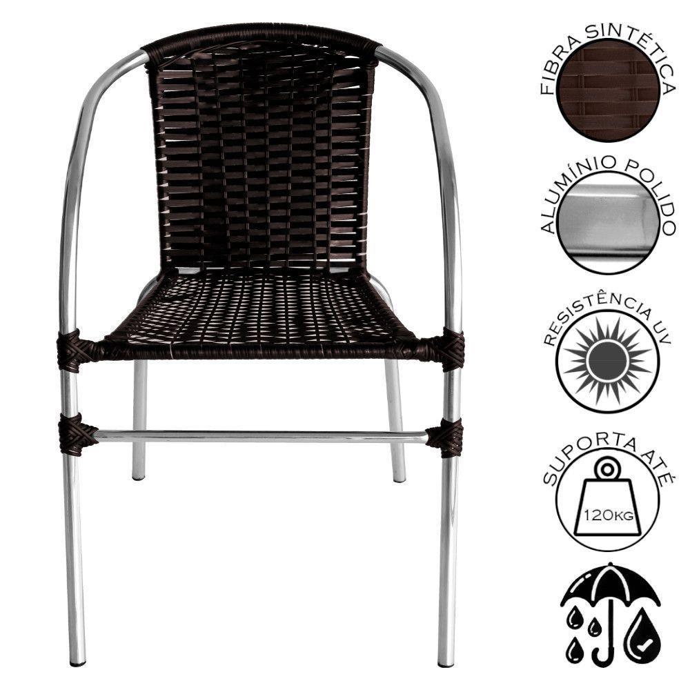 Conjunto Pool Mesa E 4 Cadeiras Alumínio Fibra Acesse Móveis Tabaco - 4