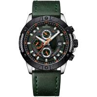 Relógio Masculino Pulseira Couro Genuino Esportivo Quartzo à Prova D´agua Verde - 1