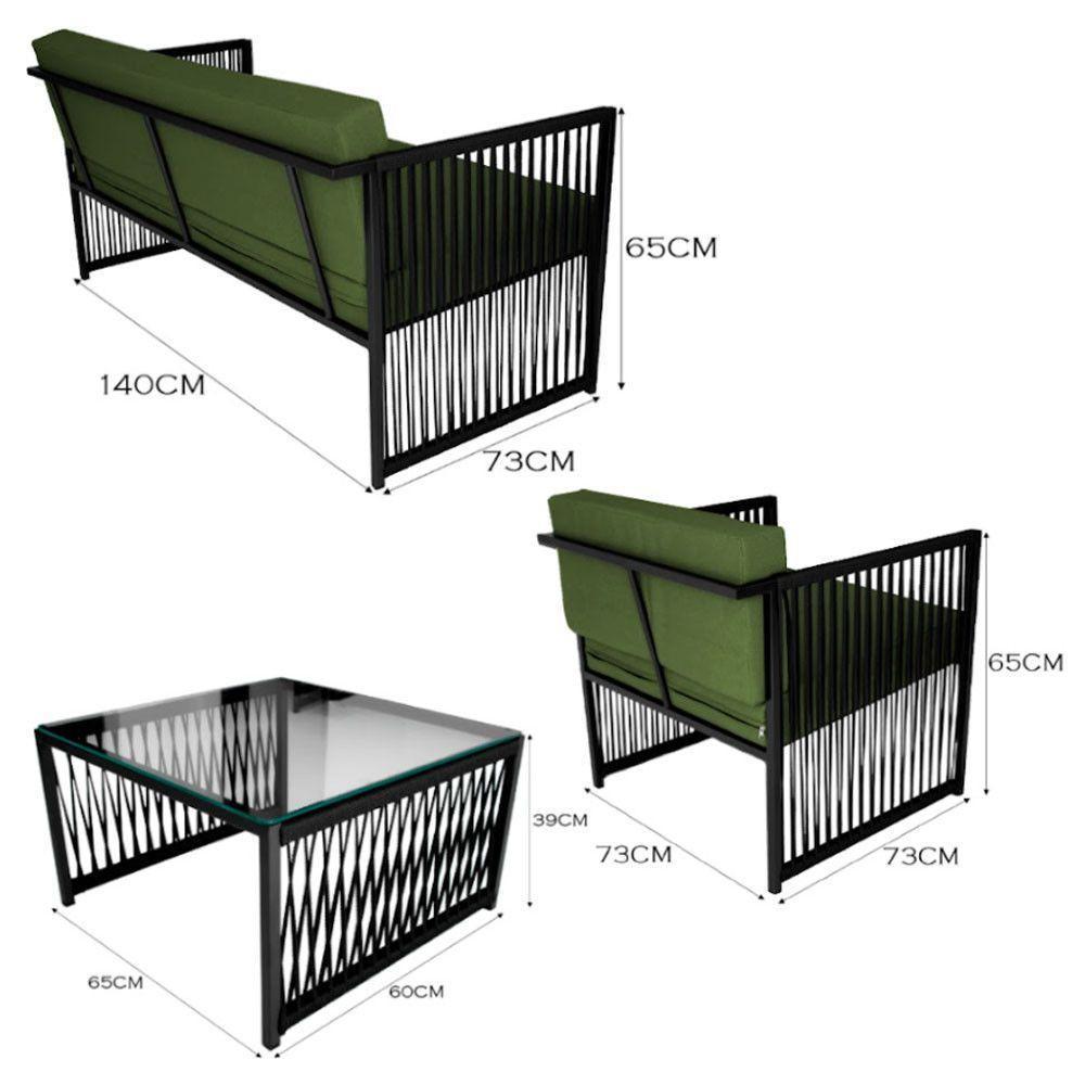 Conjunto Para Área Externa De Corda Náutica Preto/verde - 7