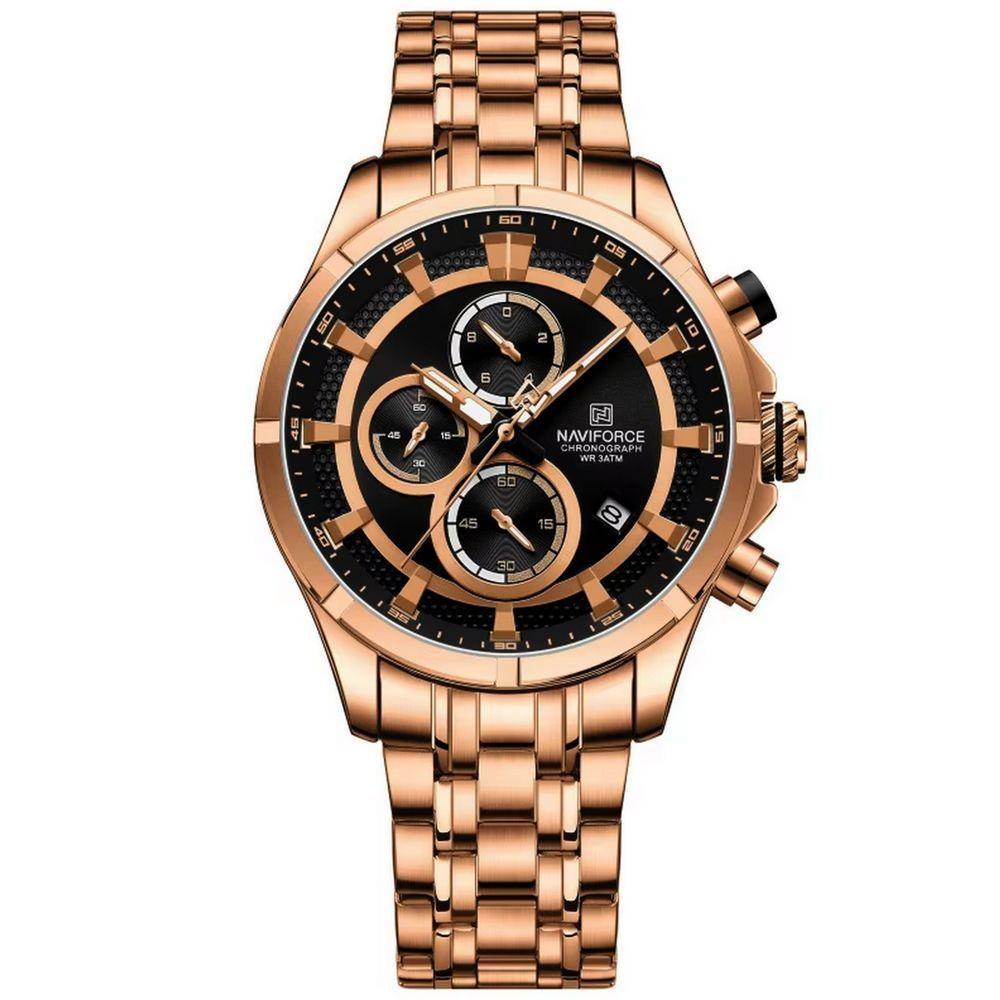 Relógio Masculino De Luxo Negócios Luminoso à Prova D´agua Pulseira Aço Inoxidável Preto Rose - 1