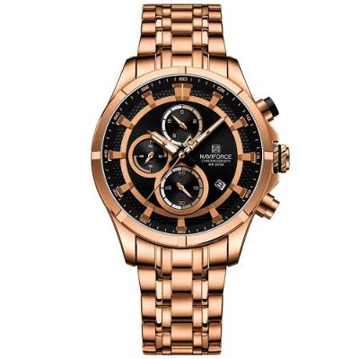 Relógio Masculino De Luxo Negócios Luminoso à Prova D´agua Pulseira Aço Inoxidável Preto Rose