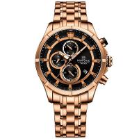 Relógio Masculino De Luxo Negócios Luminoso à Prova D´agua Pulseira Aço Inoxidável Preto Rose - 1