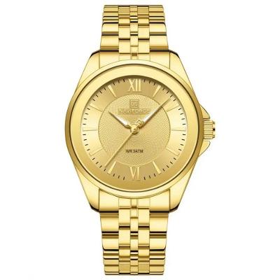 Relógio Redondo Feminino Design Simples Em Aço Inoxidável 3atm Dourado
