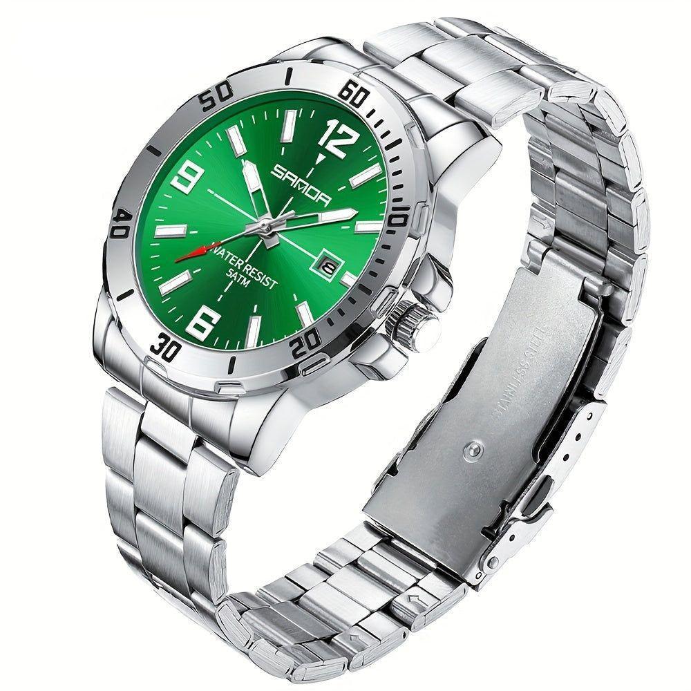 Relógio De Aço Inoxidável Impermeável Sanda 3265 à Prova D'água Verde - 1