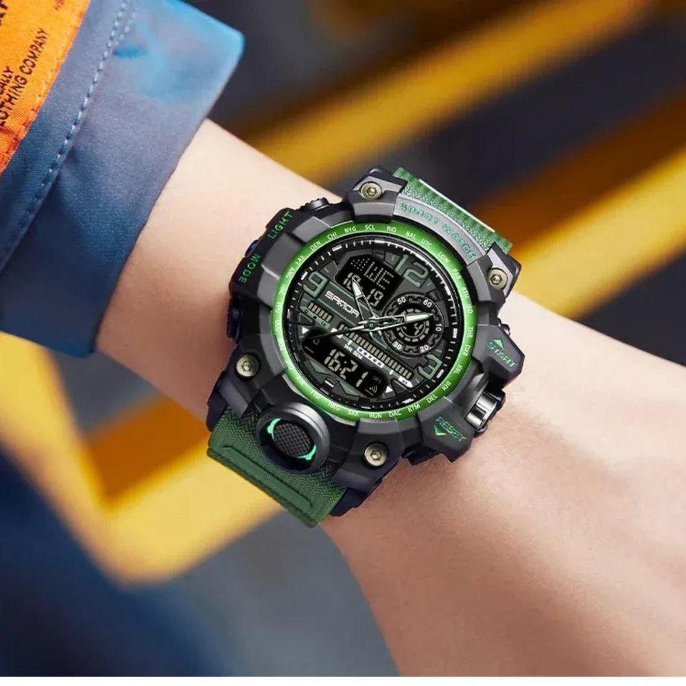 Relógio à Prova D'água 3133 à Prova De Choque Luminoso,data Automática Verde - 2