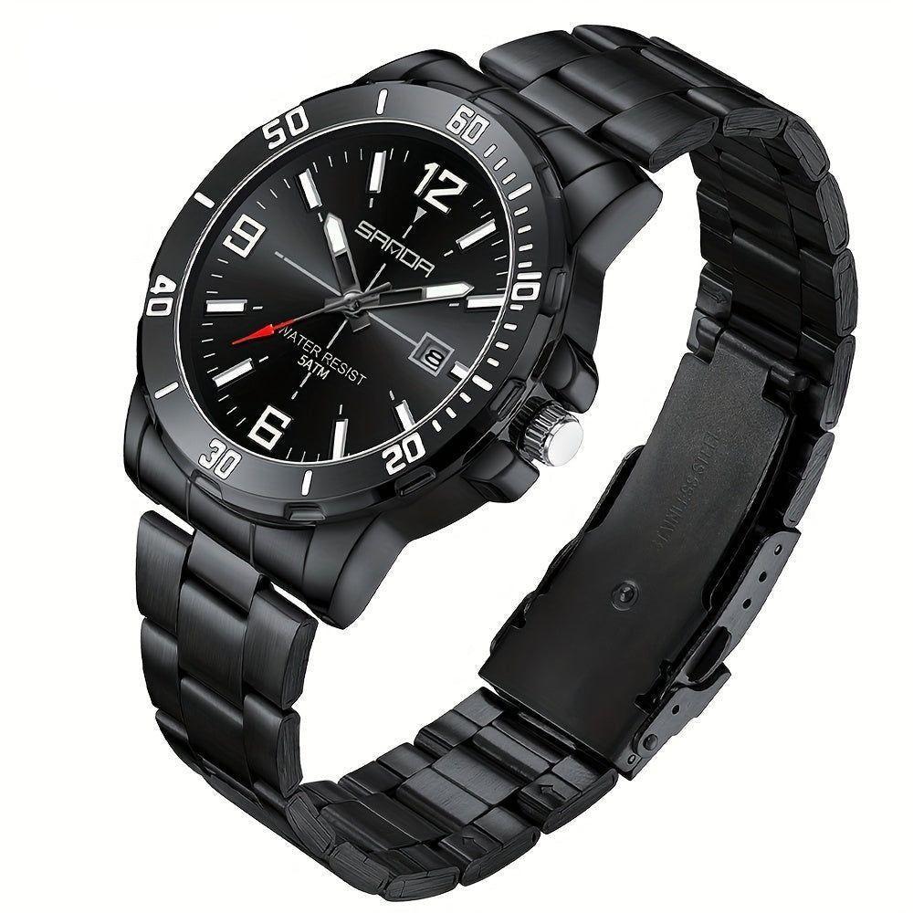 Relógio De Aço Inoxidável Impermeável Sanda 3265 à Prova D'água Preto - 1