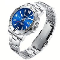 Relógio De Aço Inoxidável Impermeável Sanda 3265 à Prova D'água Azul - 1