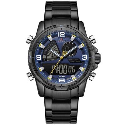 Relógio De Pulso Eletrônico Quartzo Design Luminoso à Prova D´agua Esportivo Azul Preto