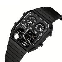 Relógio Eletrônico Com Pulseira De Aço Quadrada, Medição De Temperatura Preto - 2