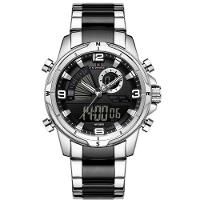 Relógio De Pulso Eletrônico Quartzo Design Luminoso à Prova D´agua Esportivo Prata Preto - 1