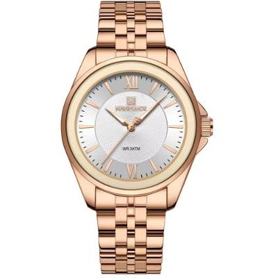 Relógio Redondo Feminino Design Simples Em Aço Inoxidável 3atm Branco